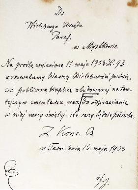 Dokument parafialny z 1904 r.